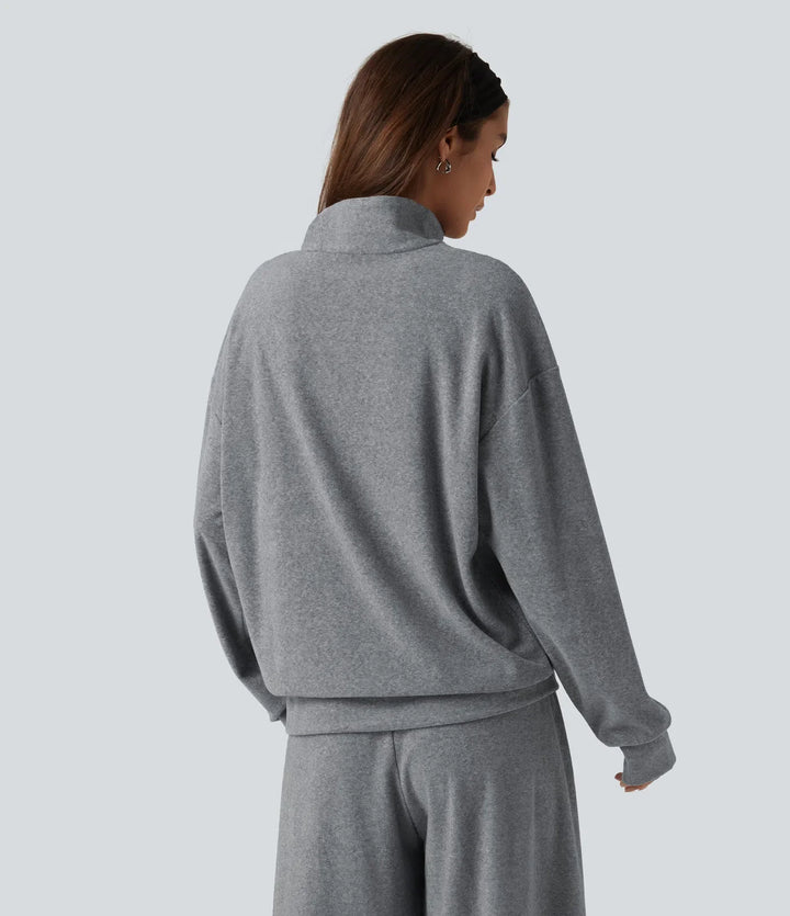 Ståkrage långärmad vardaglig sweatshirt