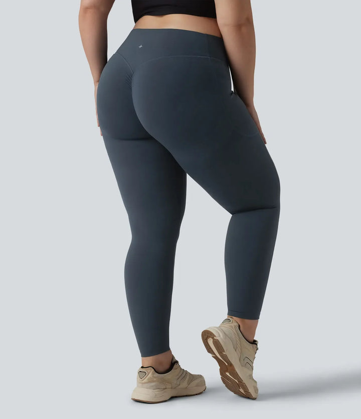 Lyckera UltraSculpt högmidjad scrunch med rumplyft magkontroll ficka formande träning plusstorlek leggings