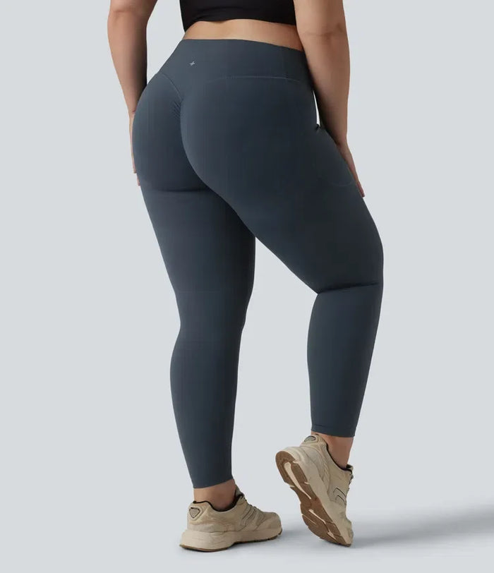 Halara UltraSculpt med hög midja scrunch-effekt rumplyftande magkontroll ficka formande träning leggings i plusstorlek