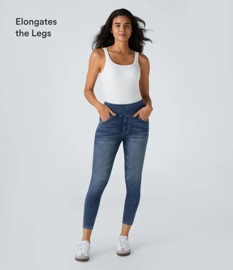 Halara Flex med hög midja och fickor denim vardagsleggings