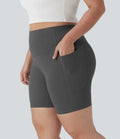 Halara UltraSculpt med hög midja och magkontroll formande träning plusstorlek cykelshorts 7'' med ficka