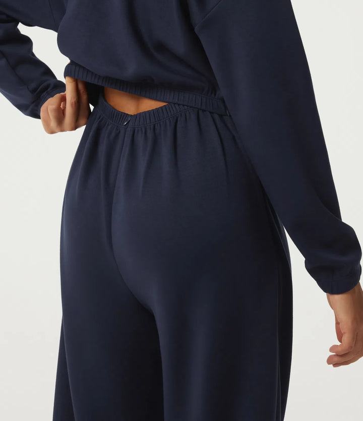 Med huva nedhasad långärmad halv dragkedja knytning fram vardaglig jogger jumpsuit med fickor-Easy Peezy Edition
