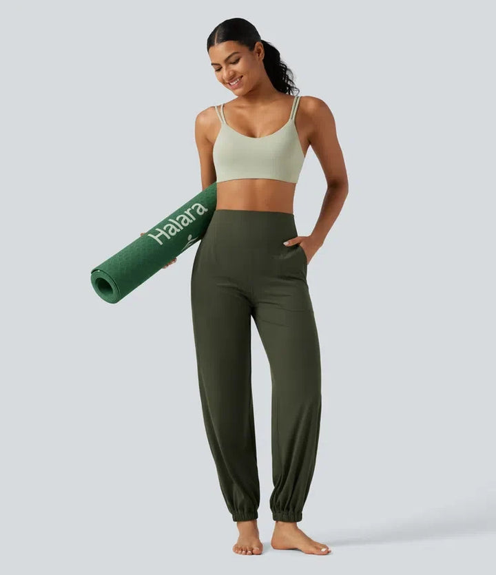Halara UltraSculpt med hög midja och magkontroll avsmalnande yoga joggingbyxor med fickor