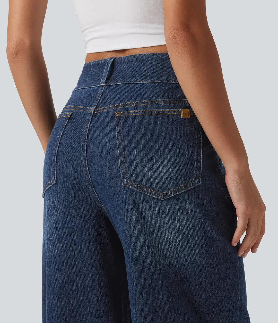 Halara Flex med medelhög midja vida ben vardagsjeans med fickor