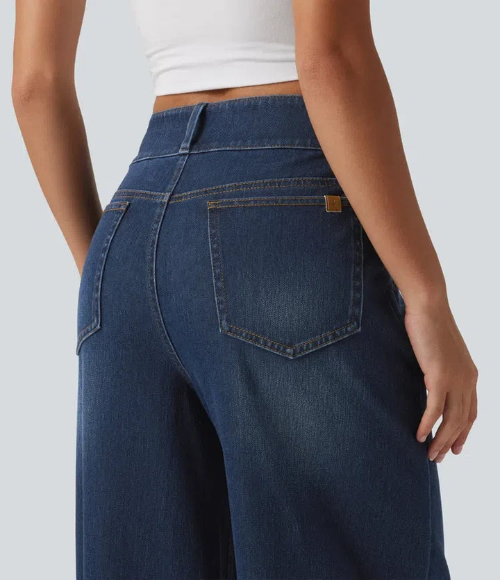 Halara Flex med medelhög midja vida ben vardagsjeans med fickor