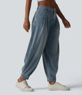 Halara Flex med medelhög midja denim för vardag ballongmodell joggingbyxor med fickor