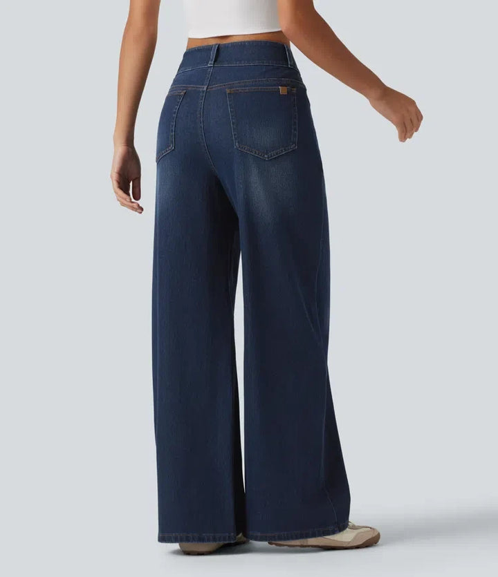 Halara Flex med medelhög midja vida ben vardagsjeans med fickor