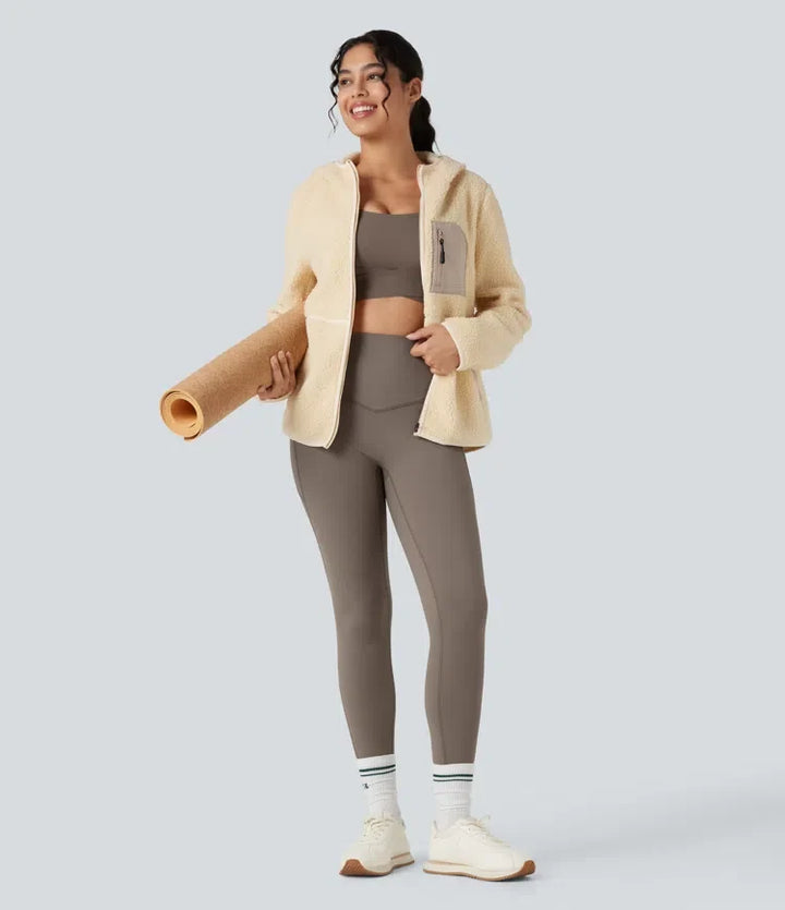 Halara Ultrasculpt Heat med hög midja och magkontroll fleece yogaleggings med fickor