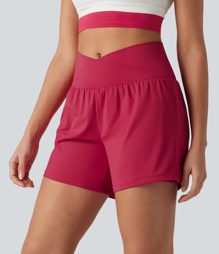 SoftlyZero luftig crossover högmidjad 2-i-1 InstantCool yoga shorts 5&