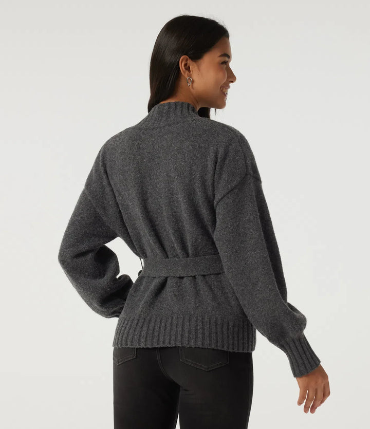 Långärmad knytning fram vardaglig cardigan