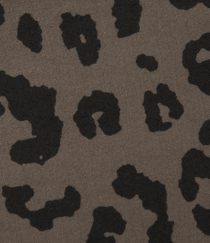 V-ringning kortärmad leopardmönstrad T-shirt för vardag