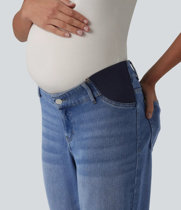 Halara Flex med medelhög midja raka ben gravid vardagsjeans med fickor