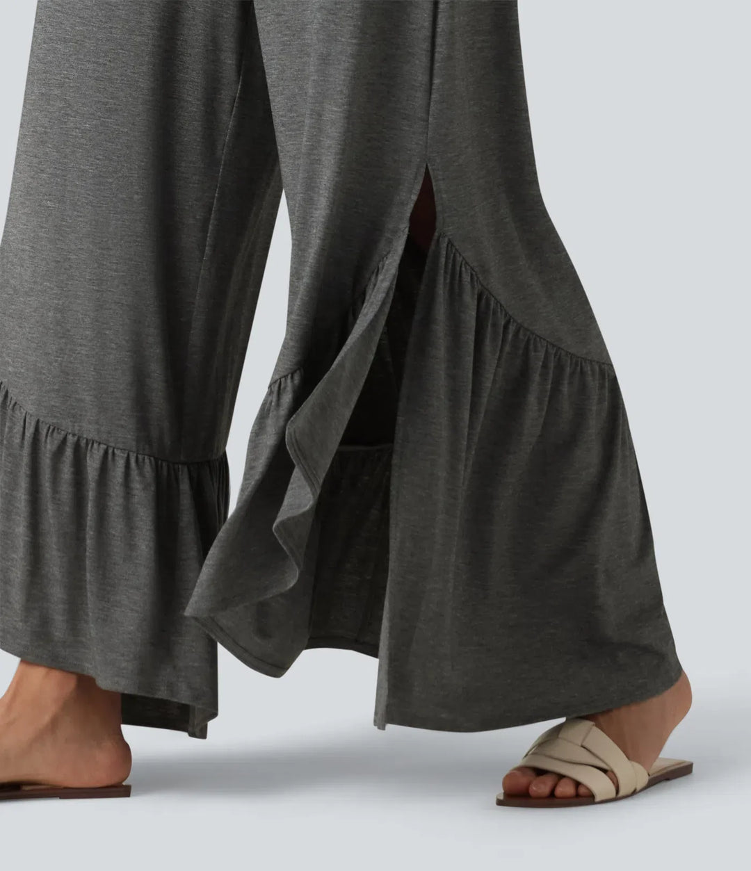 Korsad rygglös U-ringad ärmlös volangfåll fallande vardaglig jumpsuit med fickor-Easy Peezy