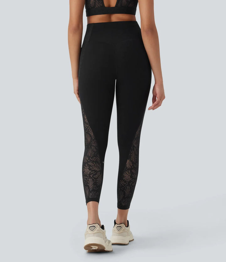 Lyckera UltraSculpt högmidjad magkontroll kontrastspets formande träningsleggings med fickor