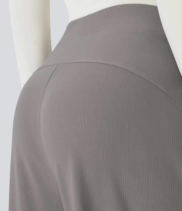 Lyckera Flex högmidjad kropp skulptera Waist-slimmande ficka vida ben mikro våffelstruktur arbetsbyxor