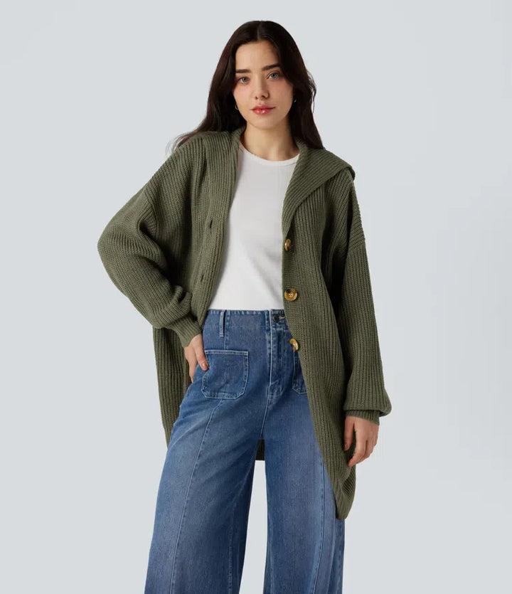 Slagkrage långärmad vardaglig cardigan med fickor