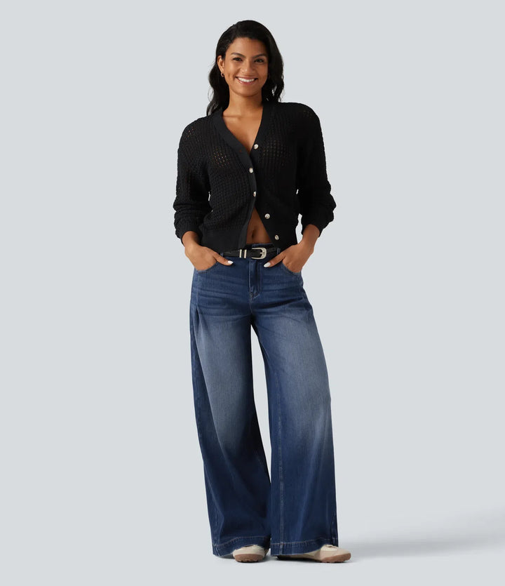 Lyckera Flex medelhög midja baggy vardagsjeans med fickor