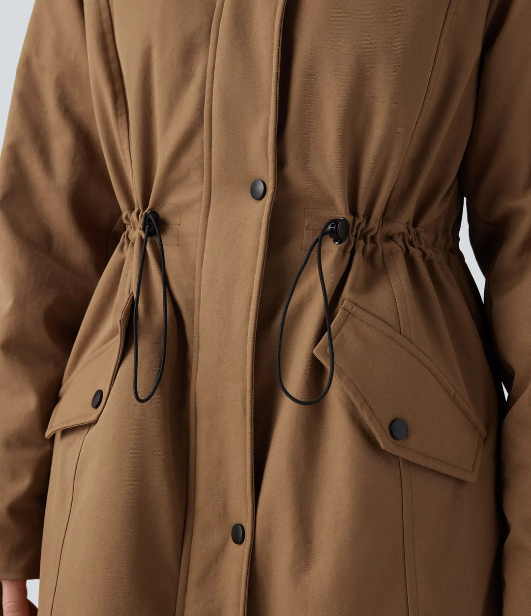 Med huva dragsko fleece vardaglig parka sherpajacka med fickor