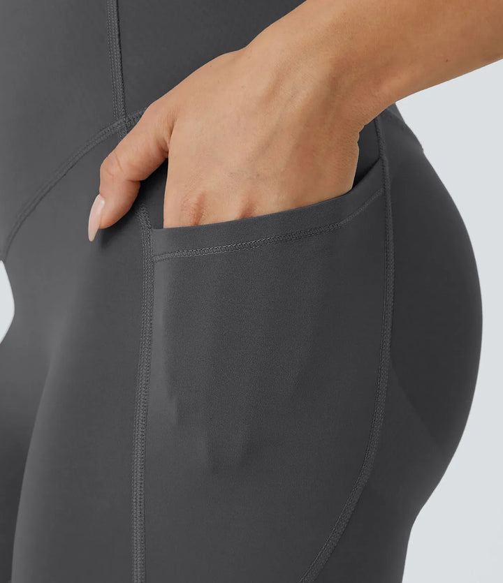 Halara UltraSculpt med hög midja rumplyftande magkontroll ficka formande träningsleggings