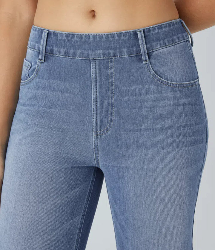 Halara Flex med hög midja och fickor tvättad för vardag bootcut jeans