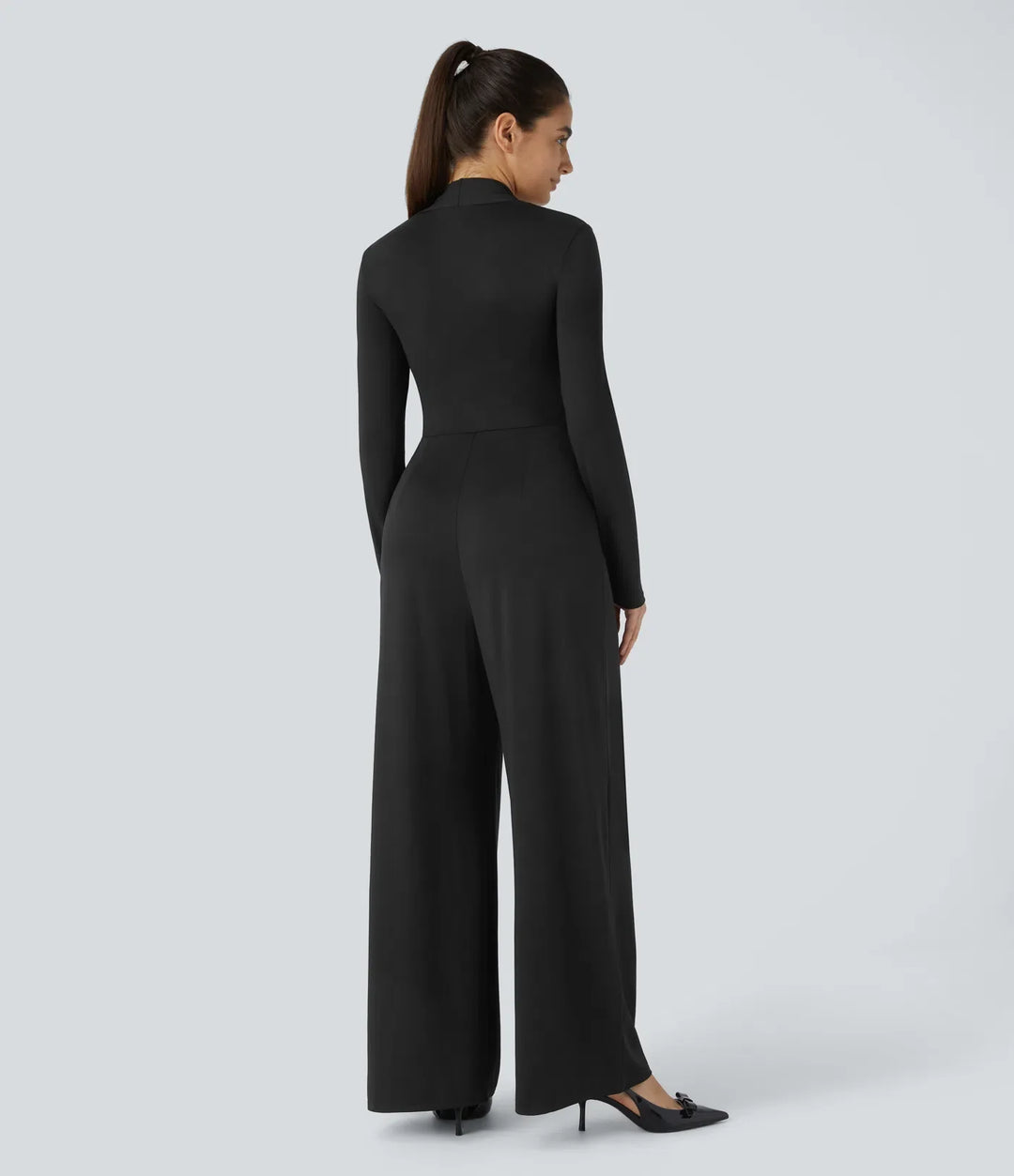 Långärmad vida ben jumpsuit