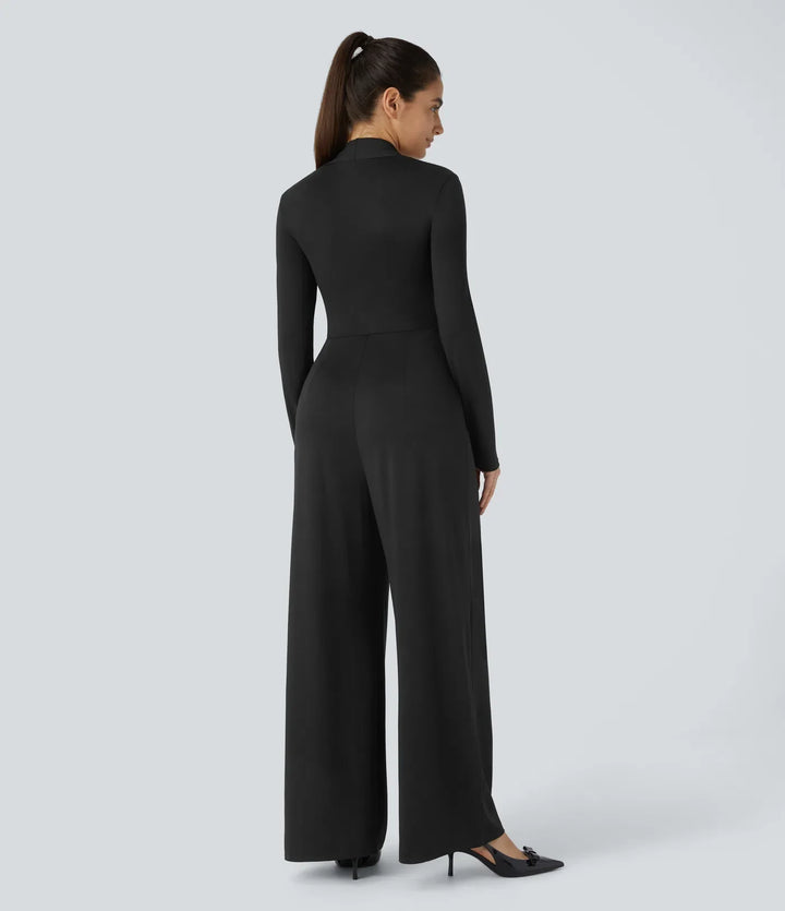 Långärmad vida ben jumpsuit