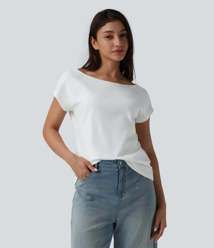Båtringning kortärmad för vardag pimabomull T-shirt