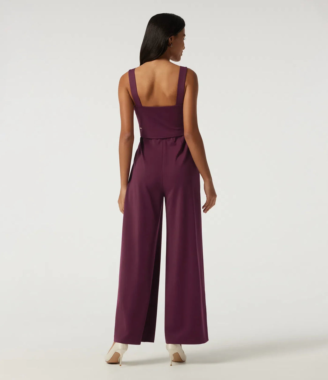 Fyrkantig halsringning ärmlös vida ben fest jumpsuit med fickor och inbyggd BH - Easy Peezy Edition