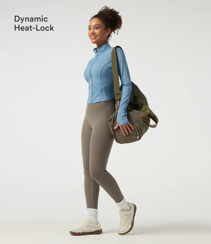 Lyckera UltraSculpt högmidjad magkontroll skinny fleece träningsleggings med fickor