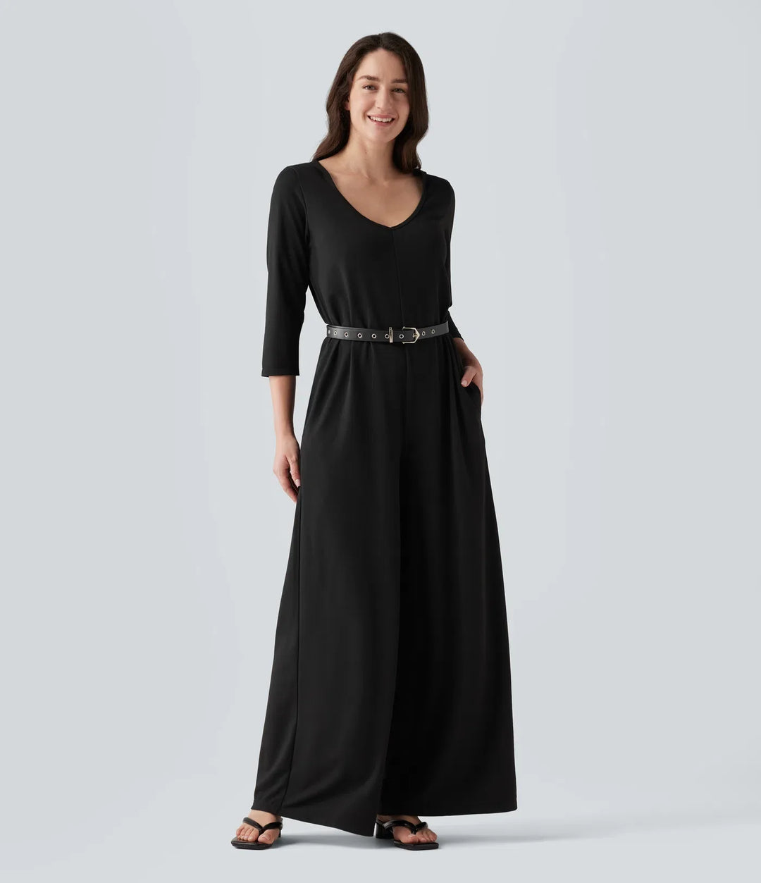 Med huva 3/4 ärm baggy avslappnad vardaglig jumpsuit med fickor