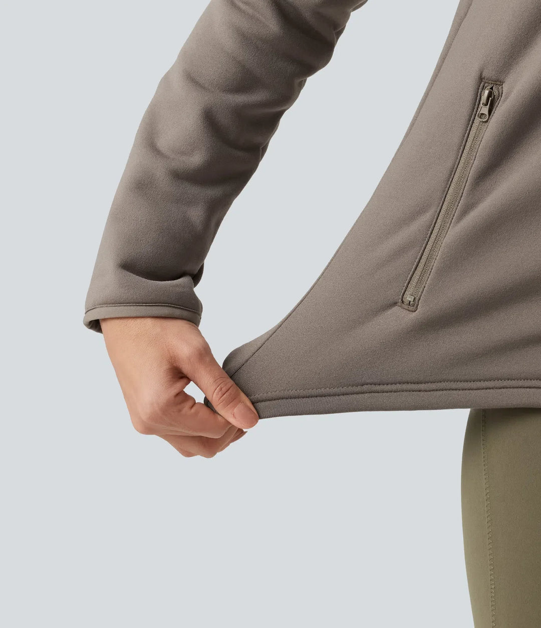 Ståkrage långärmad dragkedjegylf fleece vandringsjacka med fickor
