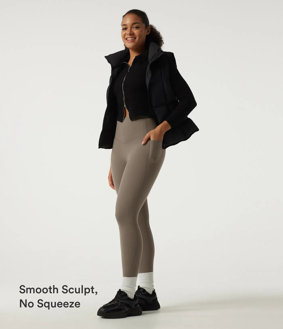 Lyckera UltraSculpt Heat högmidjad magkontroll fleece yogaleggings med fickor