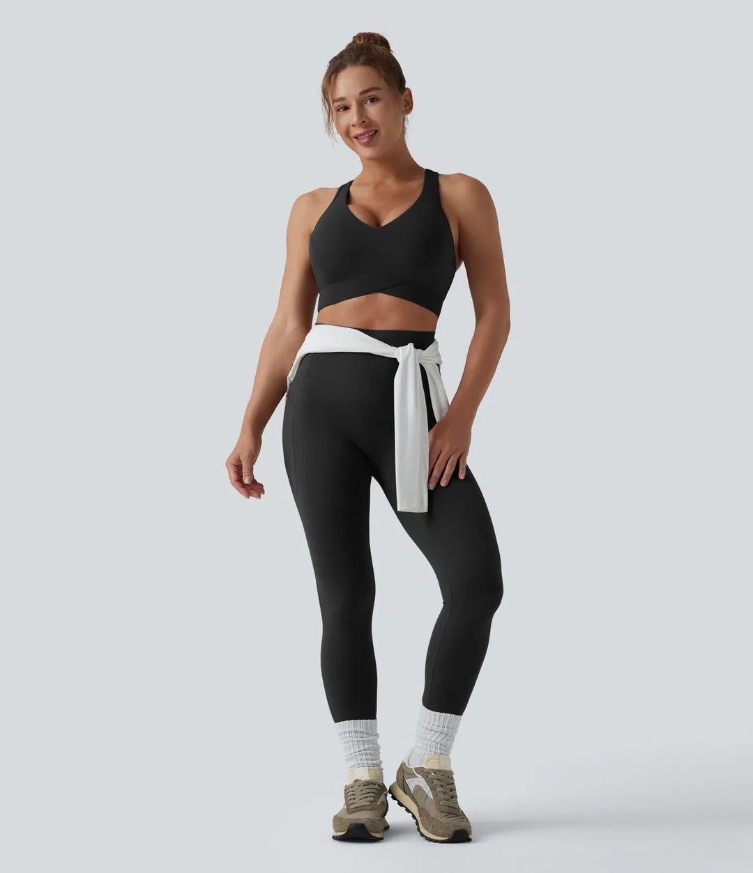 Halara UltraSculpt lätt stöd V-ringning brottarrygg löpning sport-bh DD-F kupor