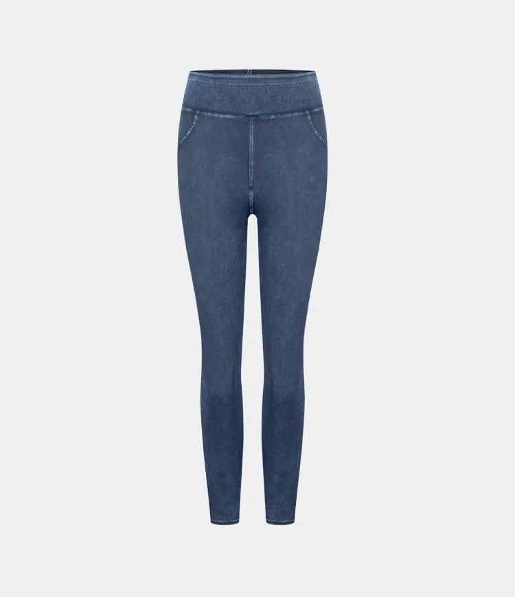 Halara Flex med hög midja och ficka denim capri vardagsleggings