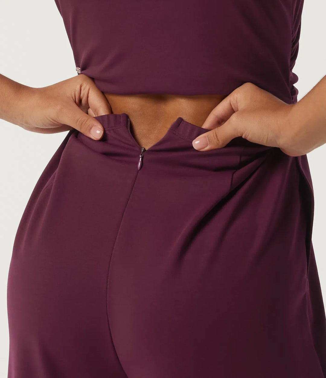 Fyrkantig halsringning ärmlös vida ben fest jumpsuit med fickor och inbyggd BH - Easy Peezy Edition