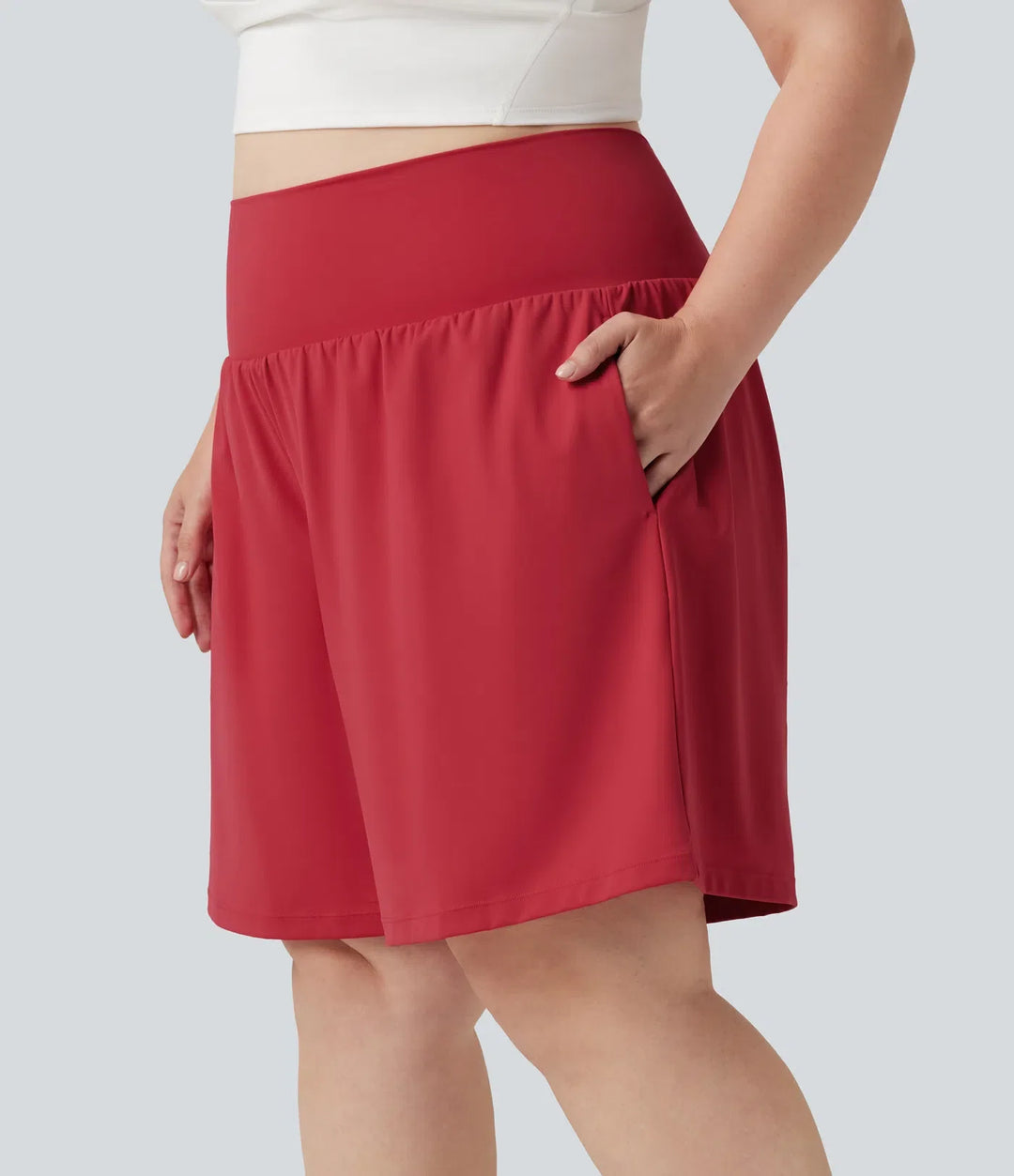 Plusstorlek SoftlyZero Airy med extra hög midja 2-i-1 InstantCool yogashorts 9&