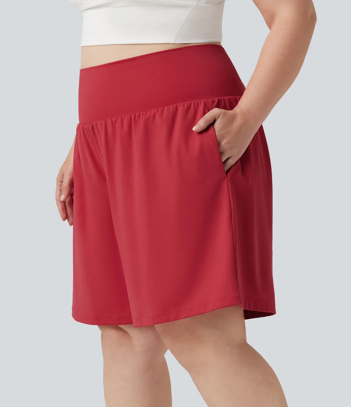 Plusstorlek SoftlyZero Airy med extra hög midja 2-i-1 InstantCool yogashorts 9&