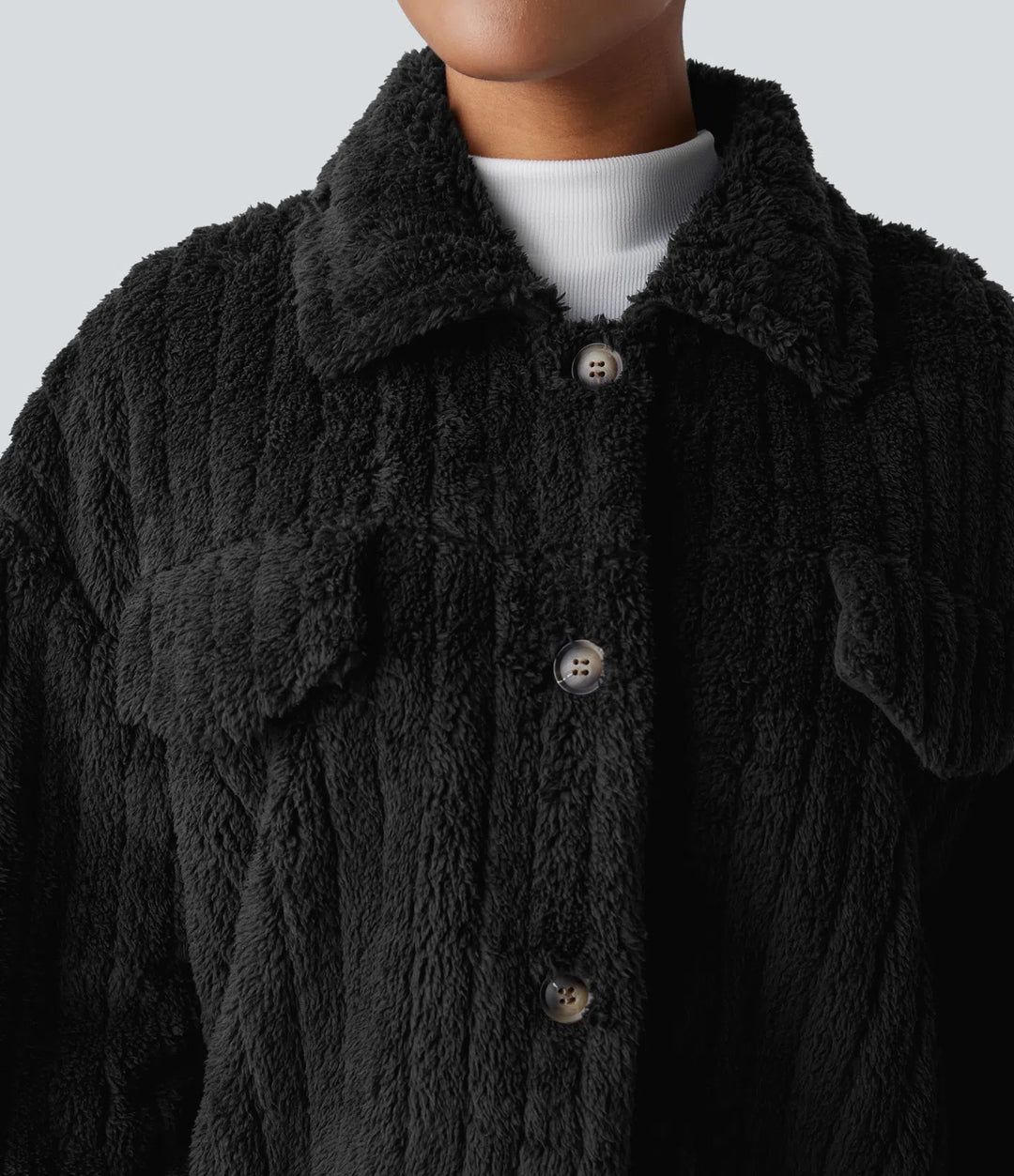 Långärmad vardaglig sherpajacka