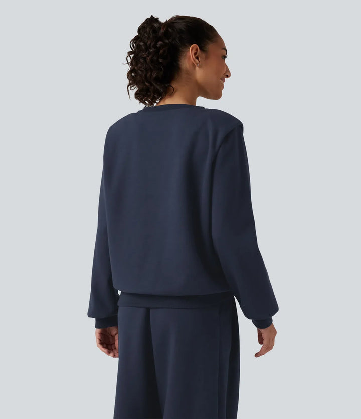 Rund hals långärmad vardaglig bomull sweatshirt