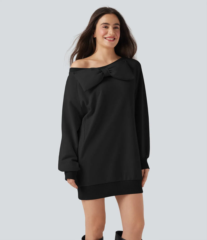 Rosett båtringad långärmad vardaglig bomull sweatshirt med fickor