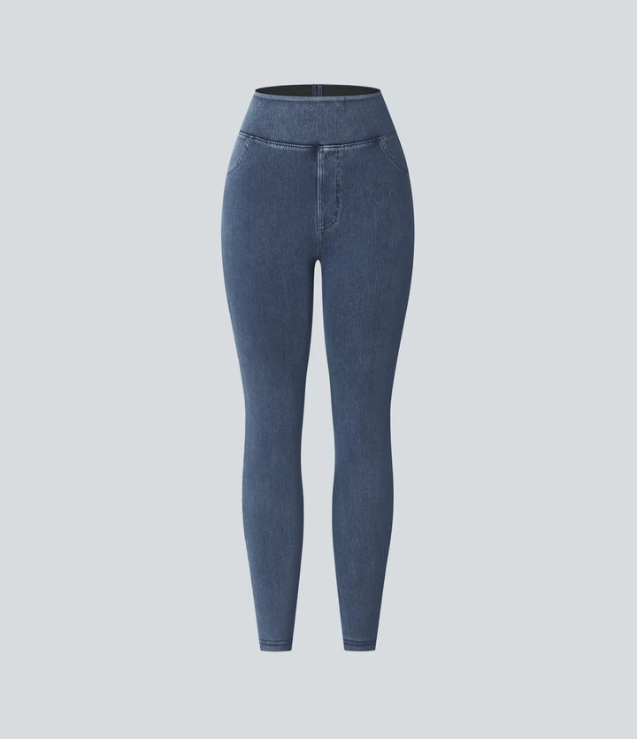 Lyckera Flex högmidjad ficka denim vardagsleggings