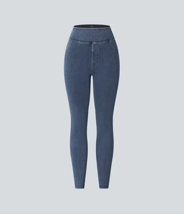Lyckera Flex högmidjad ficka denim vardagsleggings