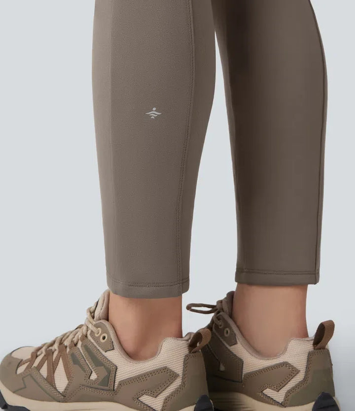 Högmidjad skinny fleece vandring cargo byxor med fickor