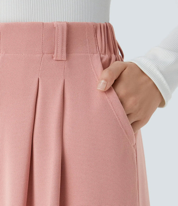 Lyckera Flex högmidjad ficka vida ben våffelstruktur arbetsbyxor