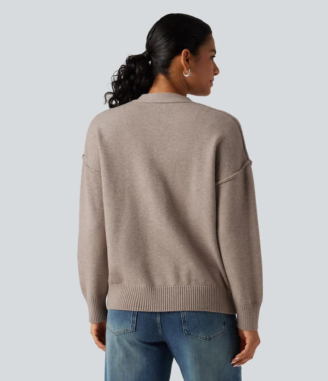Nedhasad långärmad vardaglig cardigan