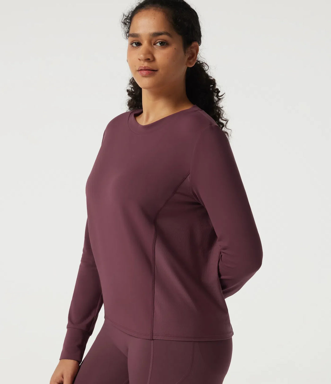 Rund hals långärmad kontrastmesh snabbtorkande träning sweatshirt