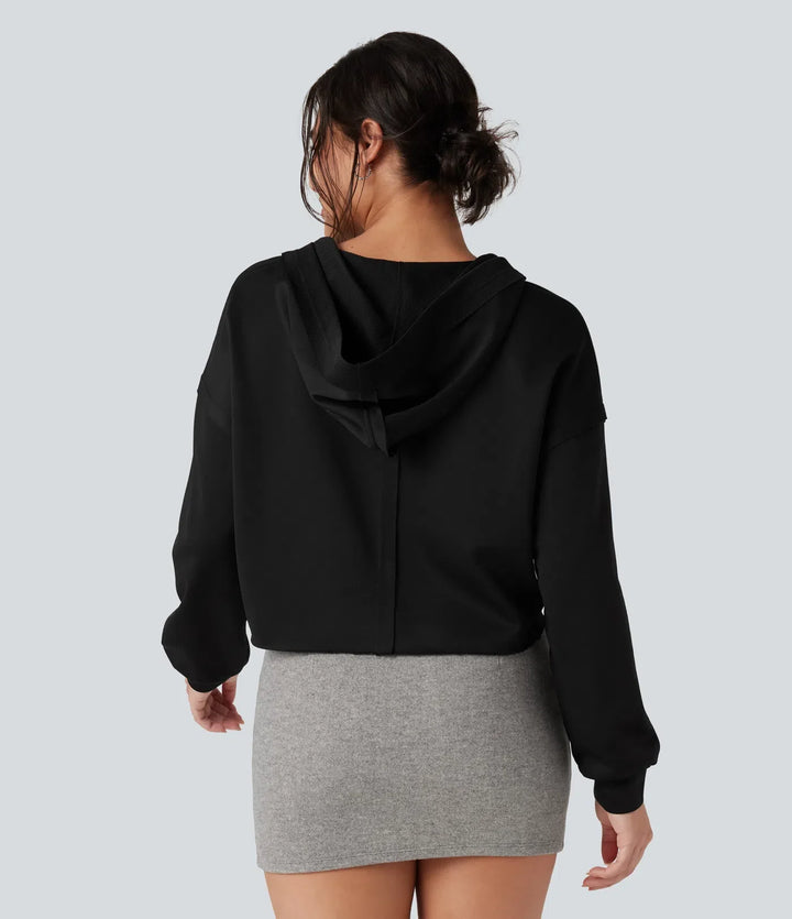 Med huva långärmad avslappnad vardaglig sweatshirt