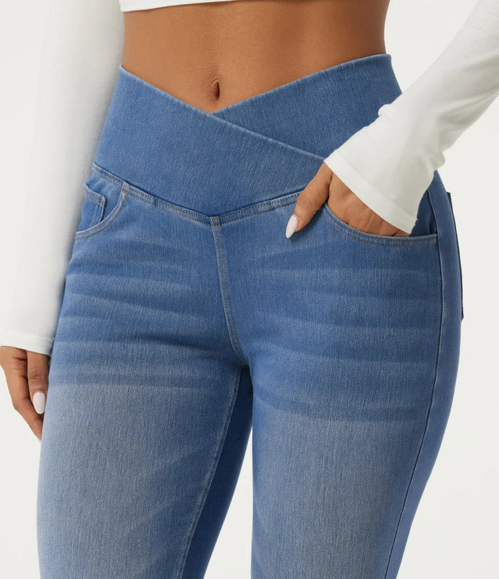 Lyckera Flex högmidjad magkontroll crossover skinny vardagsjeans med fickor