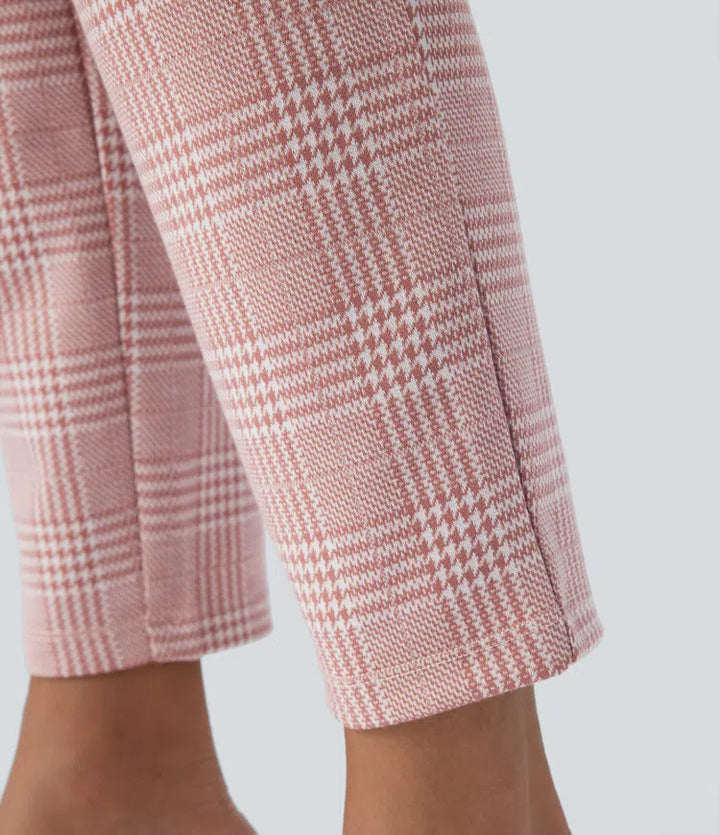 Lyckera Flex högmidjad ficka hundtandsrutig skinny arbetsbyxor