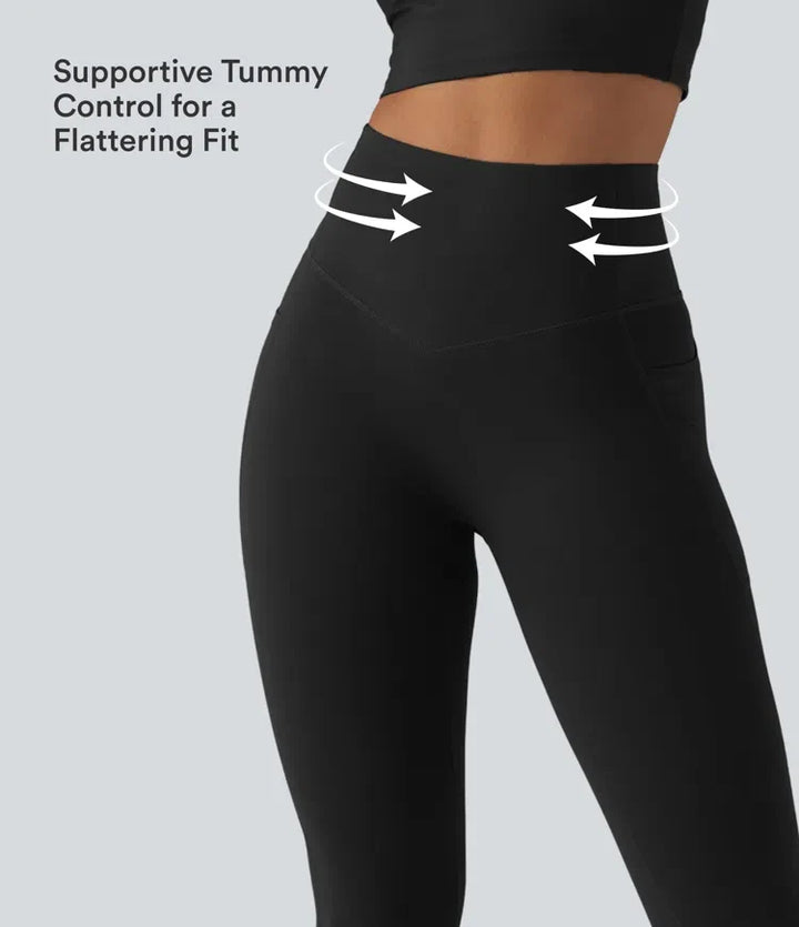 Halara UltraSculpt med hög midja rumplyftande magkontroll bootcut yogaleggings med fickor